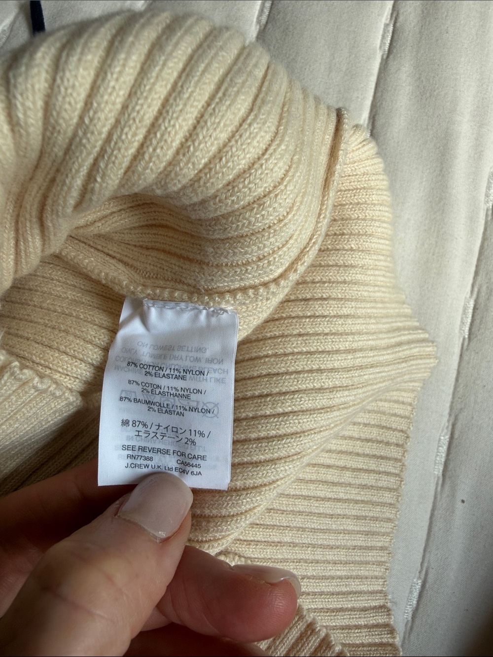 J. Crew Cream Ribbed Sleeveless Sweater with Navy Lace-Up Front - Picture 4 of 4